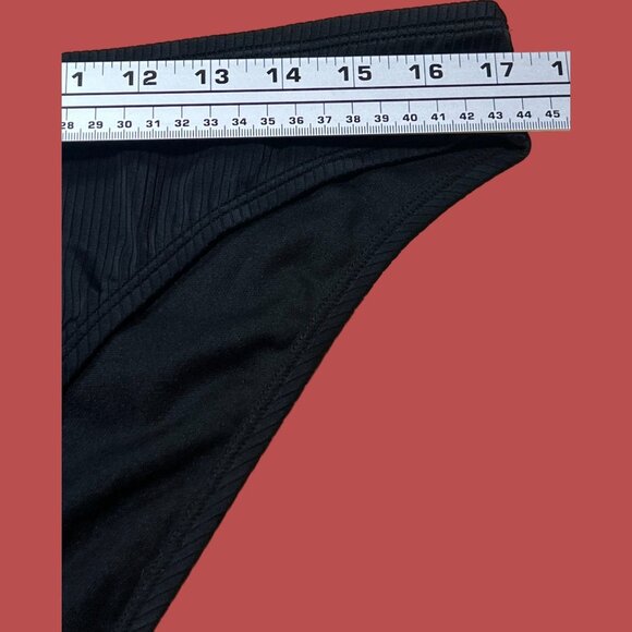 Shade & Shore - Women's Ribbed Hipster Cheeky Bikini Bottom - Black-Large(12-14) - Picture 5 of 14